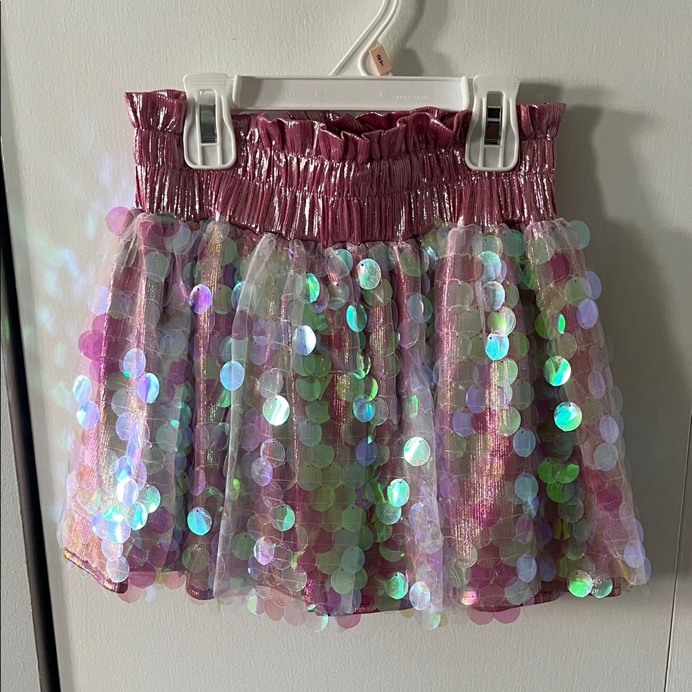 Lola + The Boys Pink Sequin Skirt